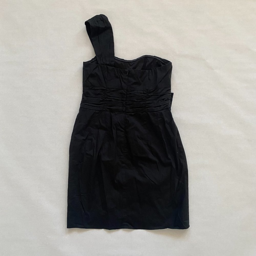 Nanette Lepore Little Black Dress One Shoulder Ruched Size 6
